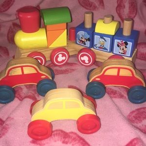 Wooden toys. Train & cars